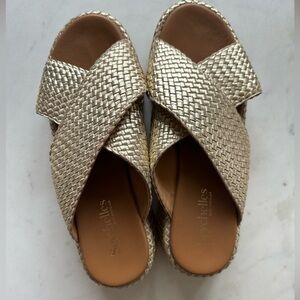 SEYCHELLES WOMEN’S KEY WEST PLATFORM WEDGE SANDALS- GOLD SIZE 7